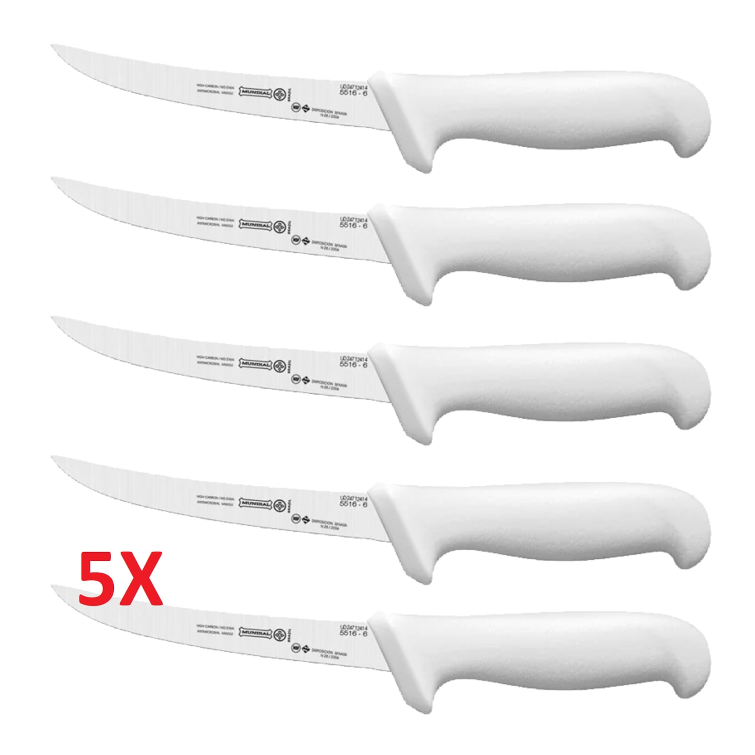 Kit 5 Facas de Desossa Mundial 6