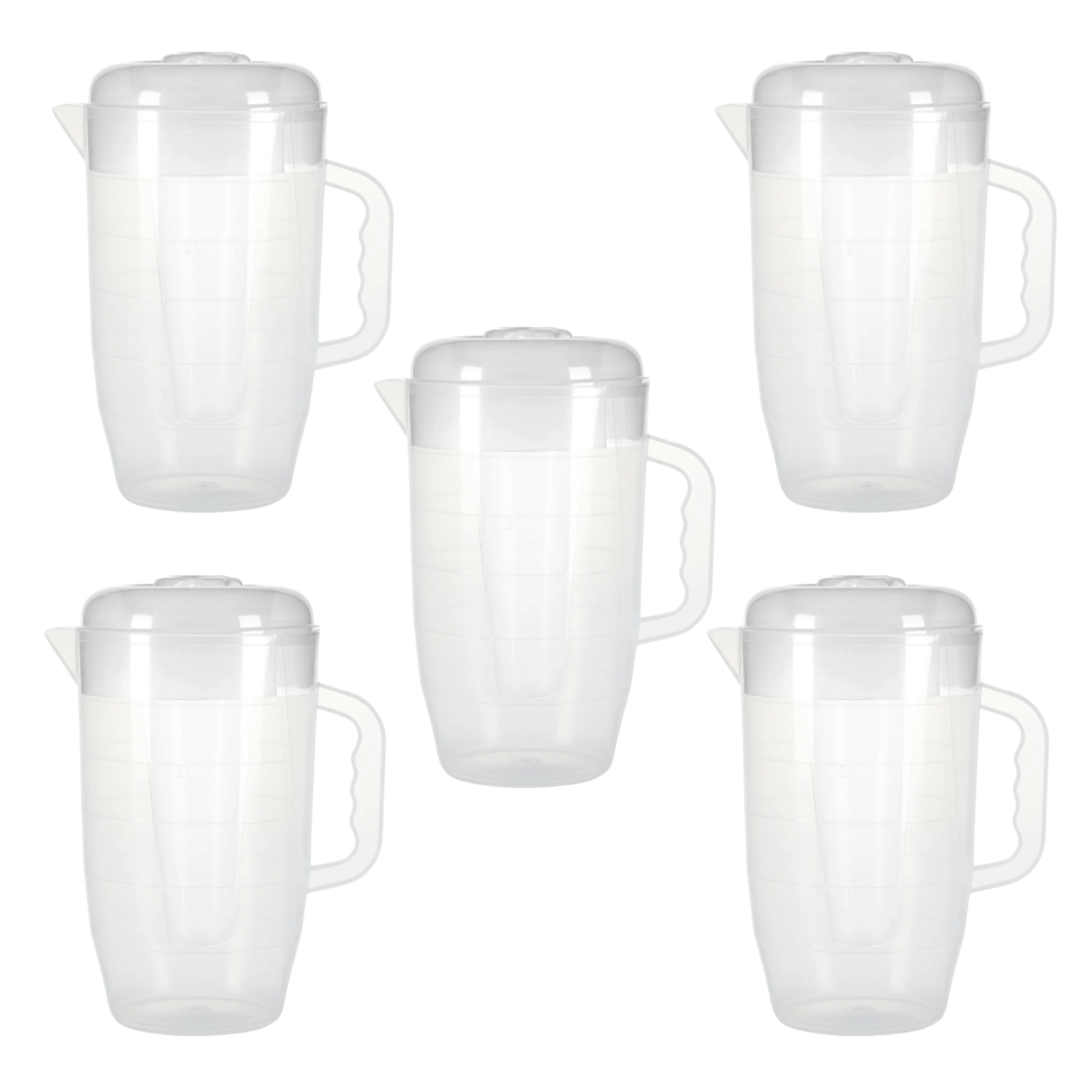 Kit 5 Jarra Plástica 3 Litros Transparente Com Tampa Plasvale