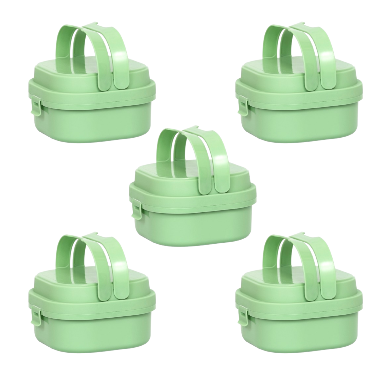 Kit 5 Pote de Marmita c/ 2 Compart. Plástico Livre BPA Verde Plasvale