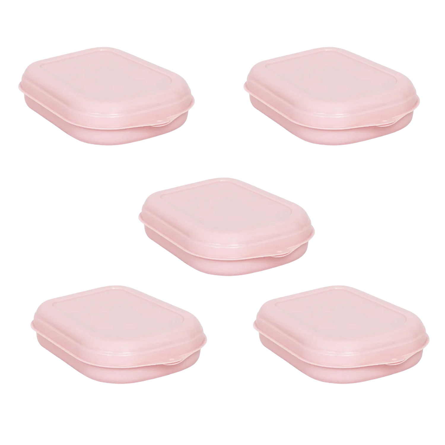 Kit 5 Sanduicheira Porta Lanche Plástica Rosa Plasvale