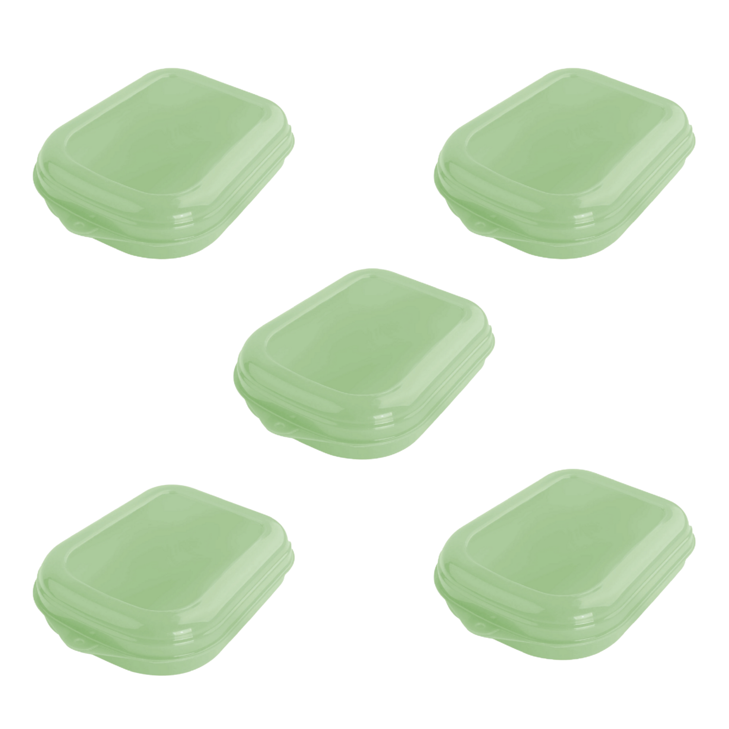 Kit 5 Sanduicheira Porta Lanche Plástica Verde Plasvale