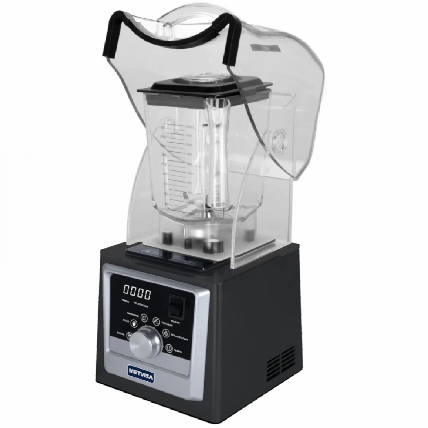 Liquidificador Blender Alta Rotação Silencioso 2 Litros Metvisa Painel Digital 2.000W 25.000Rpm Com Abafador BL212ED
