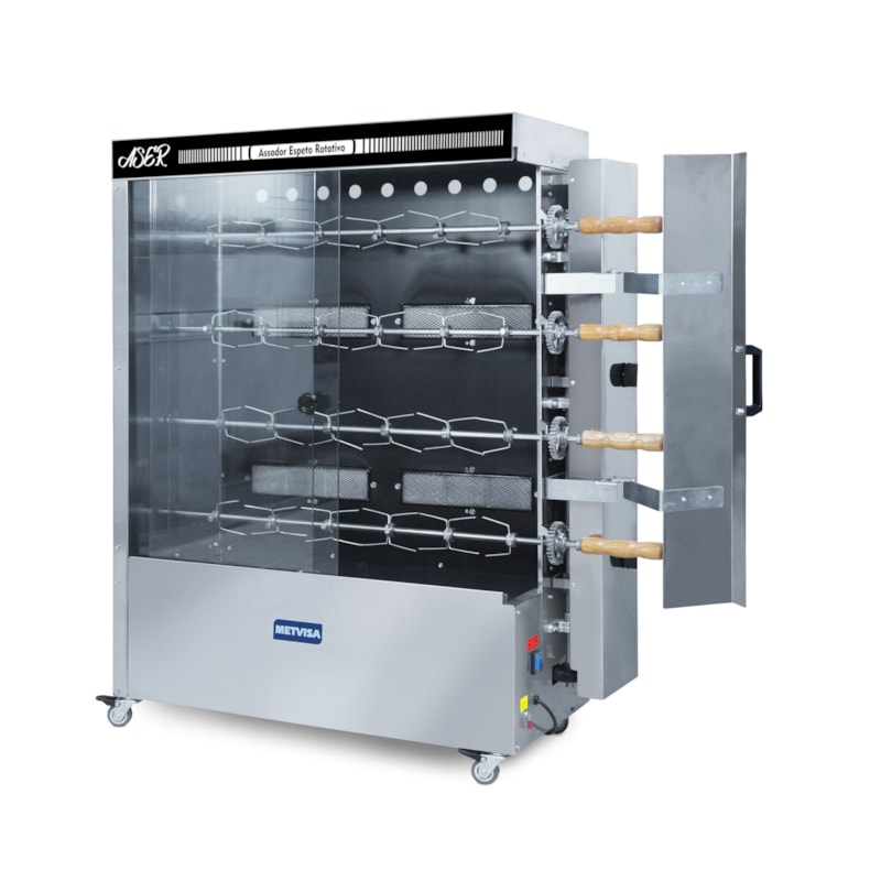 Máquina de assar frango a gás 4 Espeto 40Kg - Metvisa - ASER40 - Hiper ...