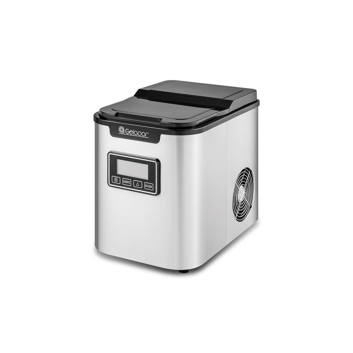 Máquina de Gelo Portatil Gelopar em Aço Inox Display Digital 12 Kgs de Gelo por Dia (GMGD-15AI)