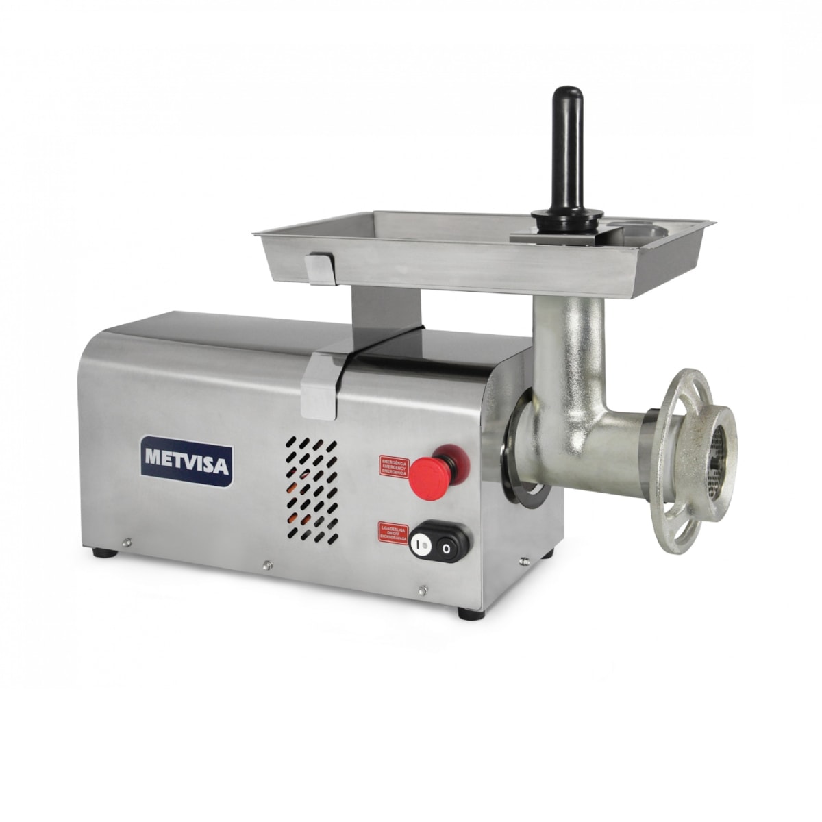 Moedor De Carne Metvisa Boca 22 Estanho Motor 1CV Gabinete em Inox PCL22