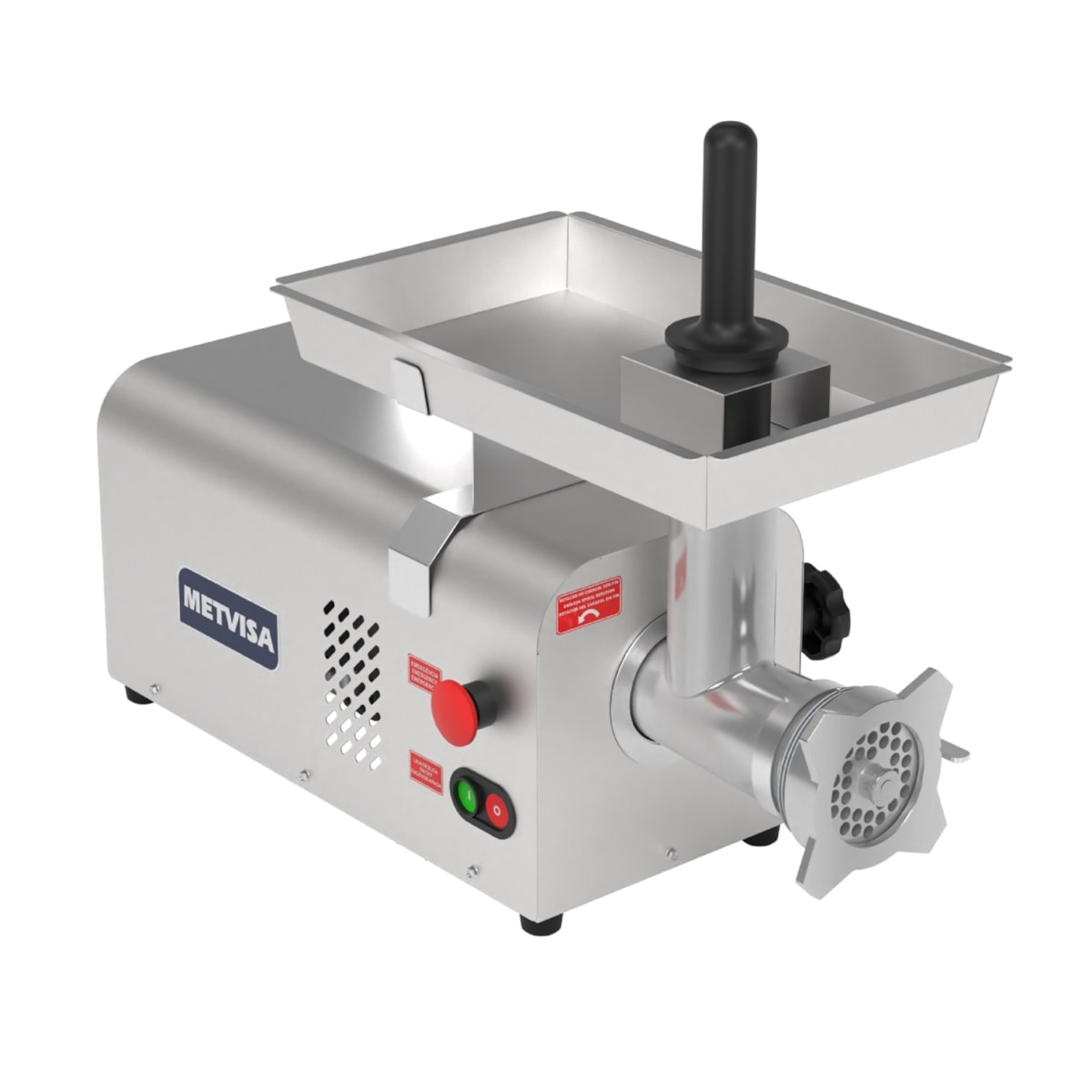 Moedor De Carnes Metvisa Boca 22 em Inox Motor 1 CV Gabinete em Inox Pci22