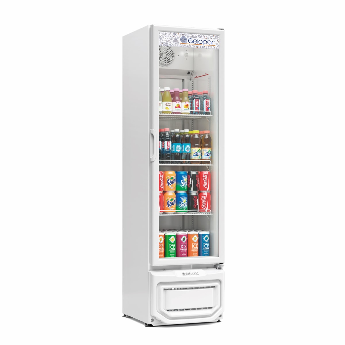 Refrigerador Vertical Gelopar 230 Litros Branco Visa Coller Porta de Vidro (GPTU-230BR)